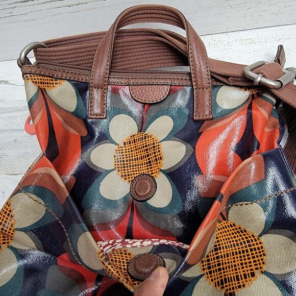 Fossil Multicolor Floral Crossbody Bag & Coin Holder EUC - Picture 5 of 11